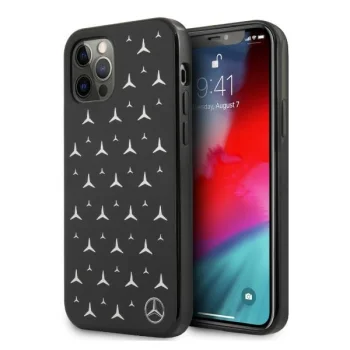 Mercedes iPhone 12 Pro Max Case Silver Stars Pattern, Black