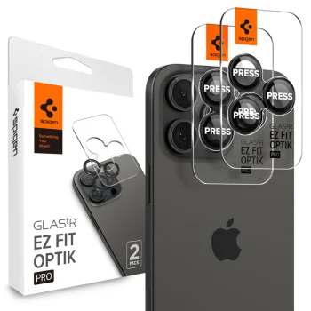 Spigen Glas.tR EZ Fit Optik Camera Protector for iPhone 14/15/16/17 Pro & Pro Max, Black