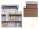 Wooden Dollhouse with Furniture, 70cm, Grey