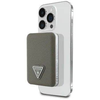 Guess Grained Triangle Power Bank with MagSafe 5000mAh 15W USB-C - Brown