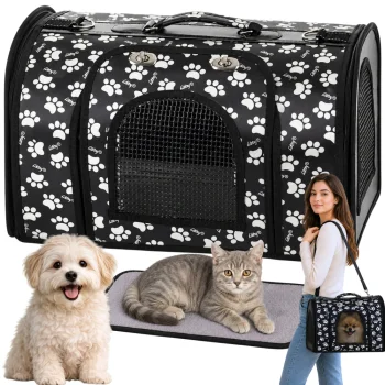Foldable Pet Carrier Bag, Black, 48 cm