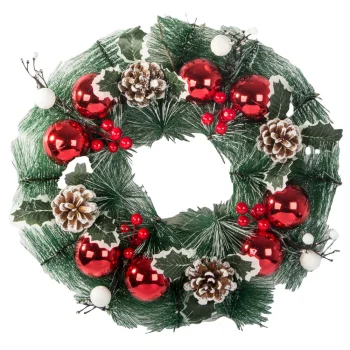 Christmas Decorative Wreath, Red/White, 30 cm