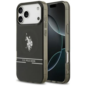 U.S. Polo Assn. iPhone 17 Pro Max Case DH and Bottom Stripe Logo MagSafe, Black
