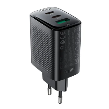 Acefast A108 GaN 67W Wall Charger 2x USB-C 1x USB-A, Black