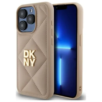 Dkny iPhone 15 Pro Max Case Quilted Stack Logo, Beige