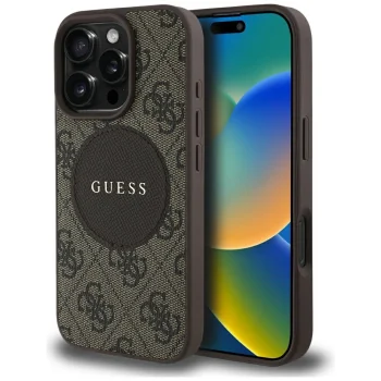 Guess iPhone 16 Pro Max Case 4G Circle Classic Logo MagSafe, Brown