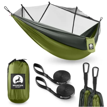 Mountain Goat Single Camping Hammock with Mosquito Net, Grey-Green