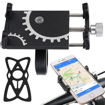 Handlebar Phone Holder for Bicycle and Motorcycle, Aluminium, Universal, with Silicone Protection