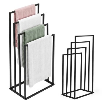 Modernhome Freestanding Towel Stand, 4 Tiers, Black