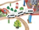 Wooden Children Toy Railway Train Track Car Road, 88 elements