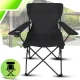 Folding Camping Chair with Armrests and Cup Holder, Black