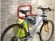 Folding Double Bike Wall Mount with Hooks, Black/Red