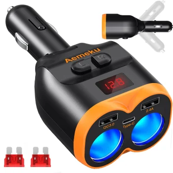 Cigarette Lighter Splitter 12-24V 2xUSB-A 1xUSB-C QC 3.0 80W