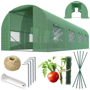 Plonos 4973-B Garden Polytunnel Greenhouse 2.5 x 4 m (10 m²), Green