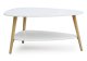 Modern Coffee Table with Storage Shelf and Wood Legs by ModernHome, White