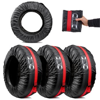 Universal tire covers set for 13–18 inch wheels, 4 pcs, black