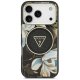 Guess IML Glitter Flowers Triangle MagSafe maciņš priekš iPhone 17 Pro Max — melns | Phone Case Cover