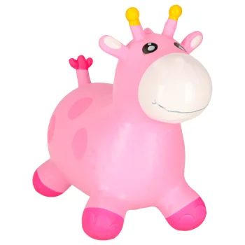 Kids Rubber Bouncy Toy with Pump, Pink Giraffe