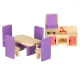 Wooden Dollhouse Furniture Set, 19 pcs, Purple