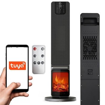 Carruzzo Tower Fan Heater with WiFi and Fireplace Effect