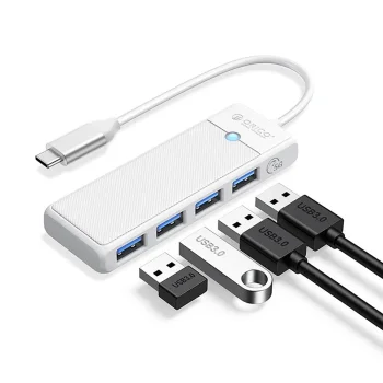 Orico PAPW4A-C3 4-Port USB-A 3.0 Hub with USB-C Connector 0.15m - White