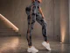 Women\'s Push-Up Fitness Leggings with High Waist, Marble Pattern, S/M