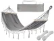 Grey Garden Hammock with Wooden Spreader Bars and Fringes 200 x 100 cm, with Bag