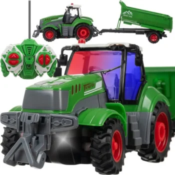 Kruzzel 24850 Remote Control Tractor with Trailer, Green