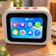 Smart desk clock with AI assistant and Bluetooth speaker, white