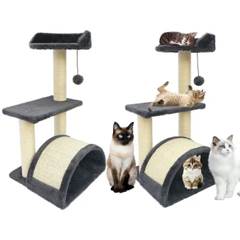 Gotel ZW2D Cat Scratching Post with House and Bridge, 68 cm
