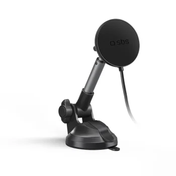 Sbs Telescopic Car Phone Holder with 15W Charger, MagSafe, Black