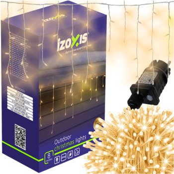 Izoxis 26710 Outdoor Christmas Icicle Lights, 300 LED, 15m, Warm White