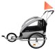 Kruzzel 25372 Shock-Absorbing 3in1 Double Kids Bike Trailer, Grey