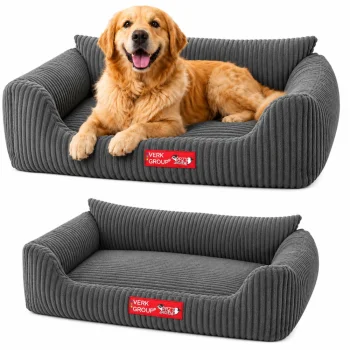 Soft Corduroy Dog and Cat Bed, Anti-Slip Pet Sofa, Size L, 84x65cm