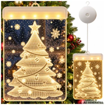 3D LED Window Stained Glass, Christmas Decoration, Warm Light
