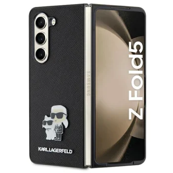 Karl Lagerfeld Samsung Galaxy Z Fold 5 Case Saffiano Karl&Choupette Pin, Black