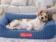 Cozy Corduroy Pet Bed for Dogs and Cats with Non-Slip Base M, blue