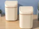 Mini Desktop Trash Can with Swing Lid, 2L, Cream