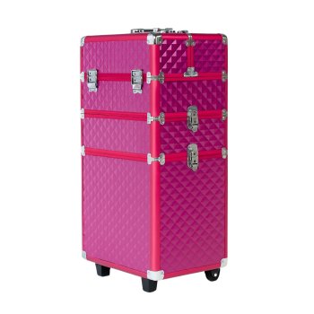 3-in-1 Professional Rolling Makeup Trolley Case 61x36x25 cm, Red