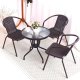Round Garden Table 60 cm with Tempered Glass Top for Patio MultiGarden