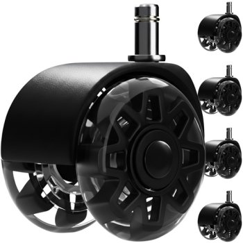 Quiet Rollerblade Style Office Chair Wheels, Set of 5 Ruhhy 26294, Black