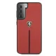 Ferrari Samsung Galaxy S21 Case Off Track Leather Nylon Stripe, Red
