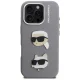 Karl Lagerfeld FW Grained Karl & Choupette Heads Pins Case for iPhone 16 Pro Max, Gray