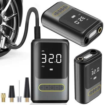 Electric Air Compressor / Bicycle Pump, 10 Bar, 50W, with LCD and Flashlight