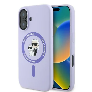 Karl Lagerfeld Silicone Karl&Choupette MagSafe Case for iPhone 16 - Purple