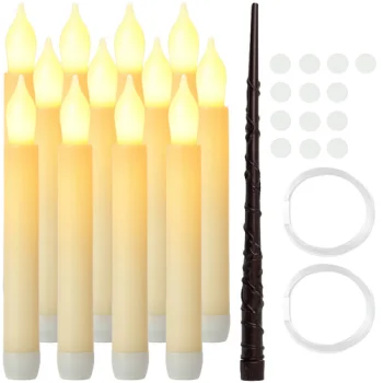 Ruhhy Hanging Floating LED Candles with Magic Wand Remote, 12 pcs, Warm White