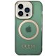 Apple iPhone 14 Pro 6.1\'\' Guess Gold Outline Translucent MagSafe Case Cover (GUHMP14LHTCMA), Green