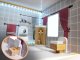 Liela Bērnu Spēļu Koka Leļļu Māja ar Mēbelēm Piederumiem un LED Gaismu, 78cm | Play Dollhouse with Furniture