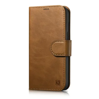 iCarer Oil Wax Leather Wallet Case 2-in-1 for iPhone 14 Plus Anti-RFID Flip Cover Brown (WMI14220723-TN)