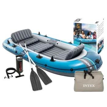 Inflatable Boat Intex Excursion 5 Set 68325 with Oars and Pump, 366 x 168 x 43 cm